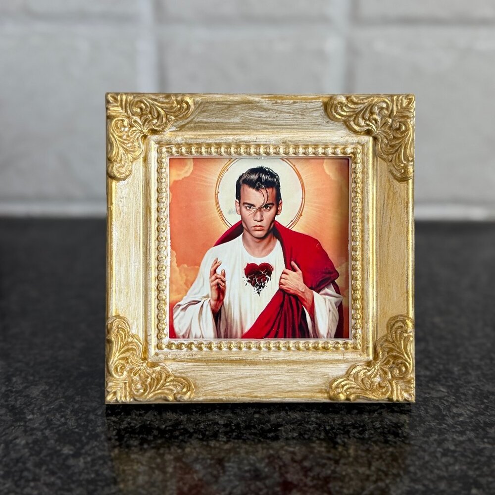 St. Depp Saint Johnny Depp Print Hand Painted Gold Antique Style Frame